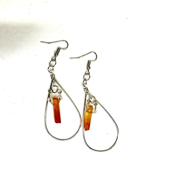 Handmade Crystal and Quartz Drop Dangle Earrings - Picture 3 of 3